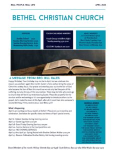 Blue and White Minimalist and Modern Church Newsletter - April 2025