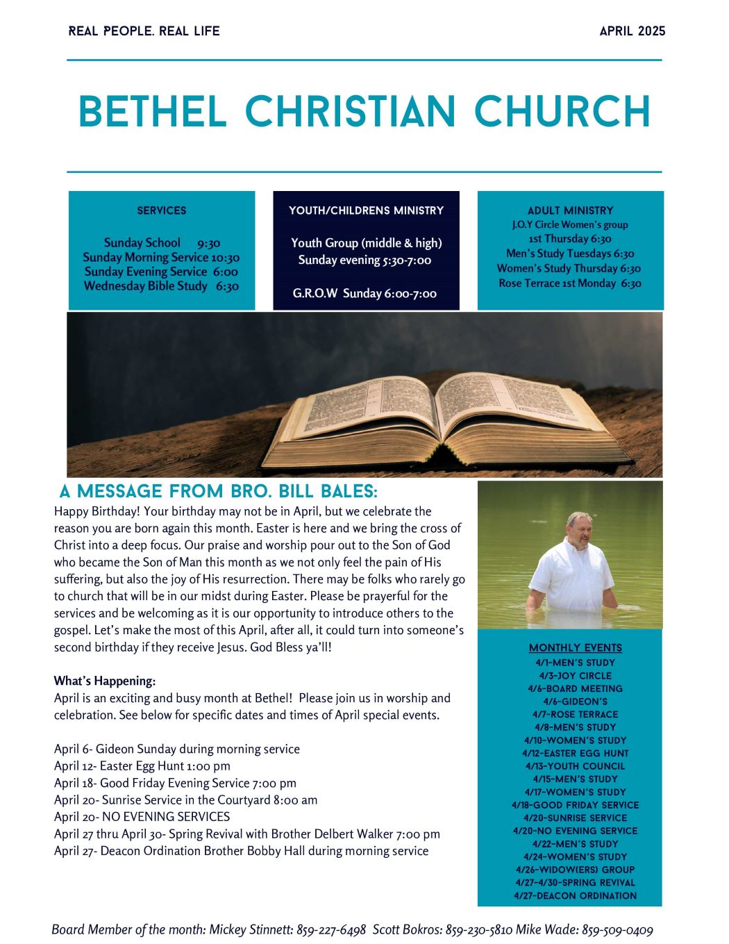 Blue and White Minimalist and Modern Church Newsletter - April 2025