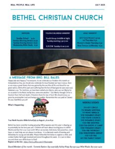 Blue and White Minimalist and Modern Church Newsletter - July 2025