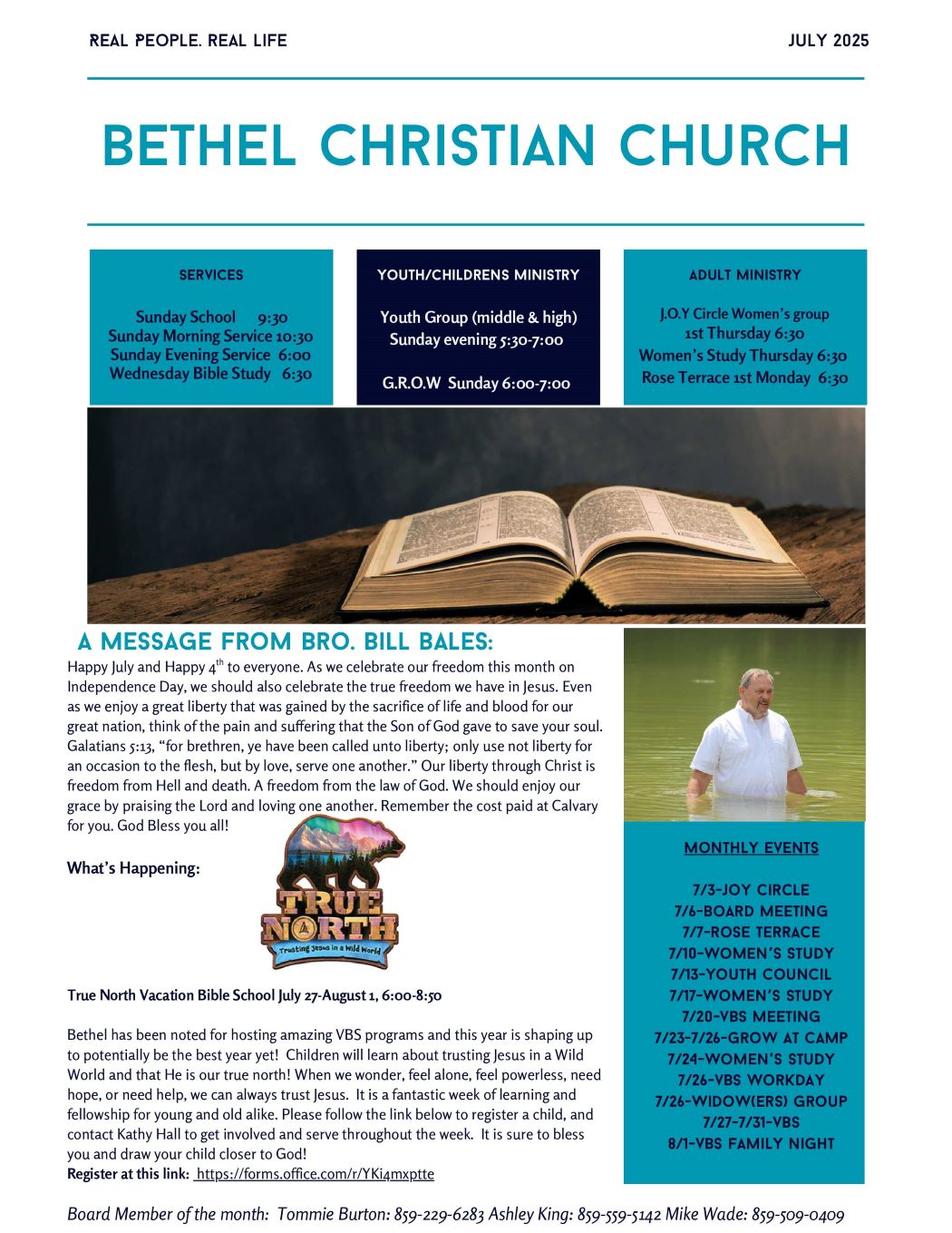 Blue and White Minimalist and Modern Church Newsletter - July 2025
