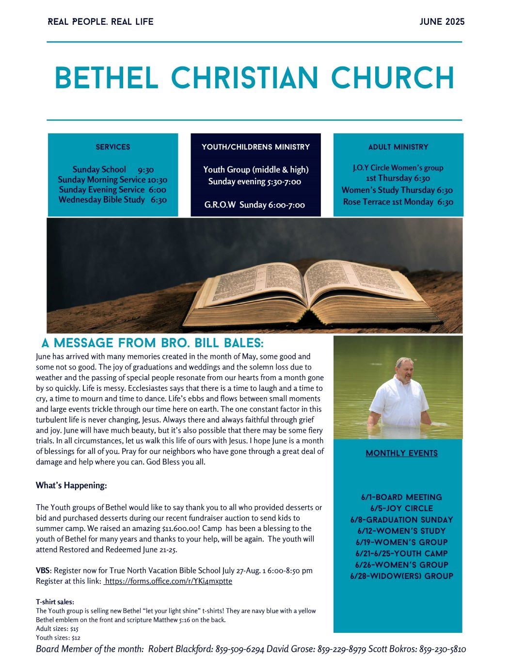 Blue and White Minimalist and Modern Church Newsletter - June 2025