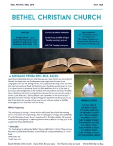 Blue and White Minimalist and Modern Church Newsletter - May 2025