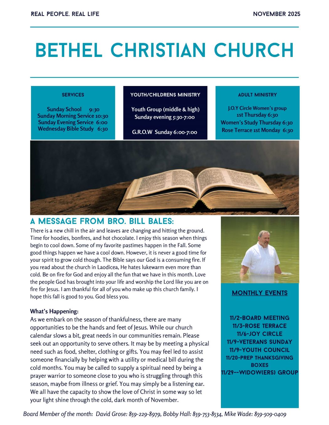 Blue and White Minimalist and Modern Church Newsletter - November 2025