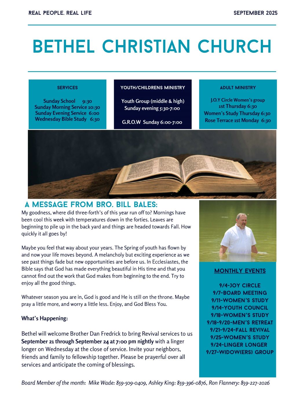 Blue and White Minimalist and Modern Church Newsletter - September 2025